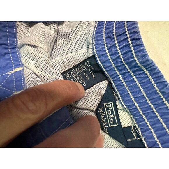 Men’s Ralph Lauren Vintage Blue Drawstring Shorts Elastic Waist Size XL - Picture 7 of 9